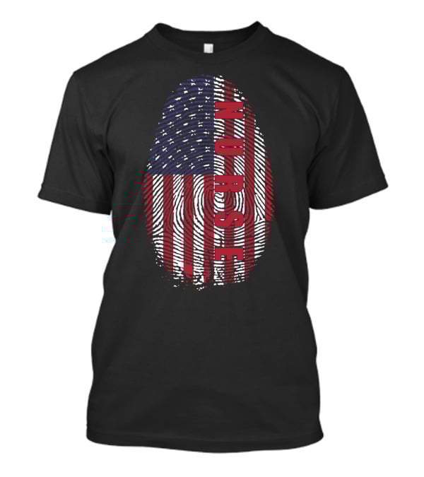 American Flag Fingerprint NURSE Patriotic T-Shirt