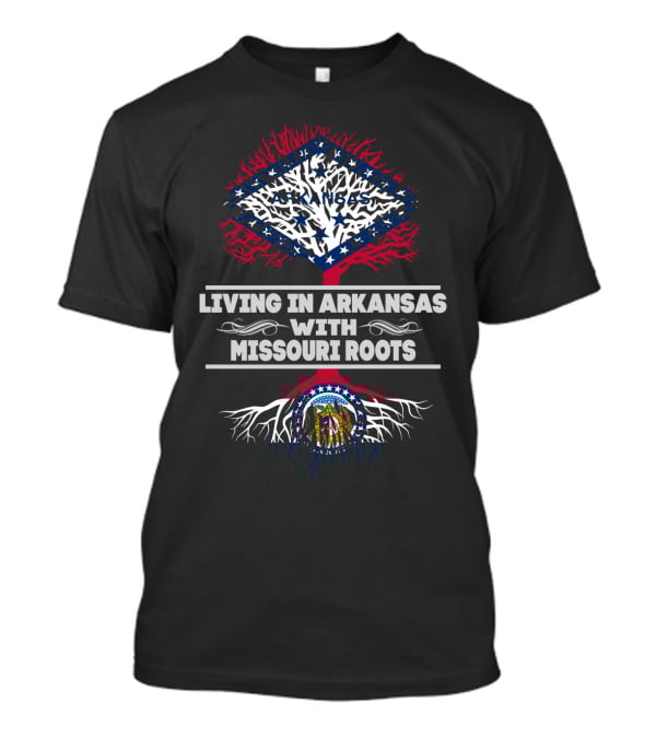 Living In Arkansas With Missouri Roots Flag Tree Design Seal T-Shirt