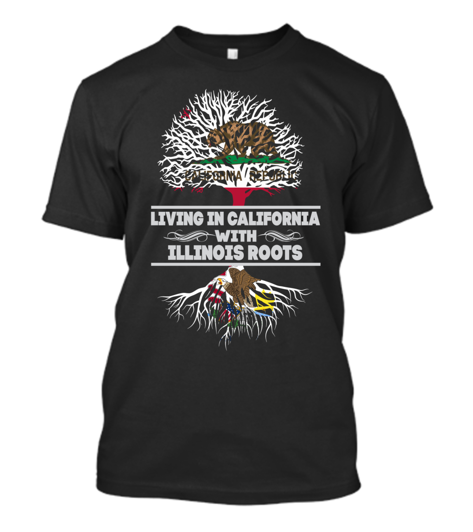 California Republic Bear Living In California With Illinois Roots Eagle T-Shirt