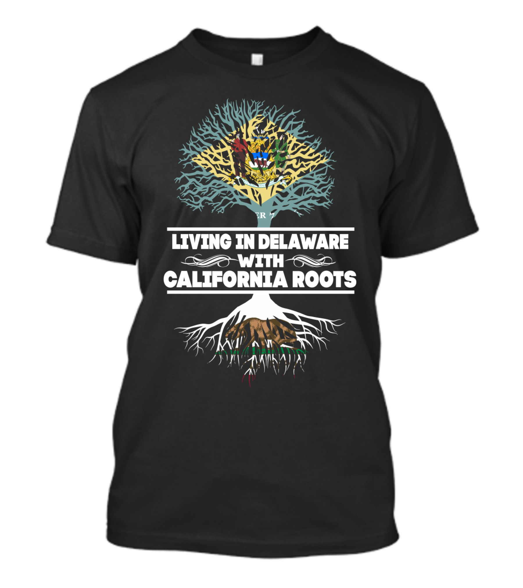 Delaware Life With California Heritage Tree And State Symbols T-Shirt