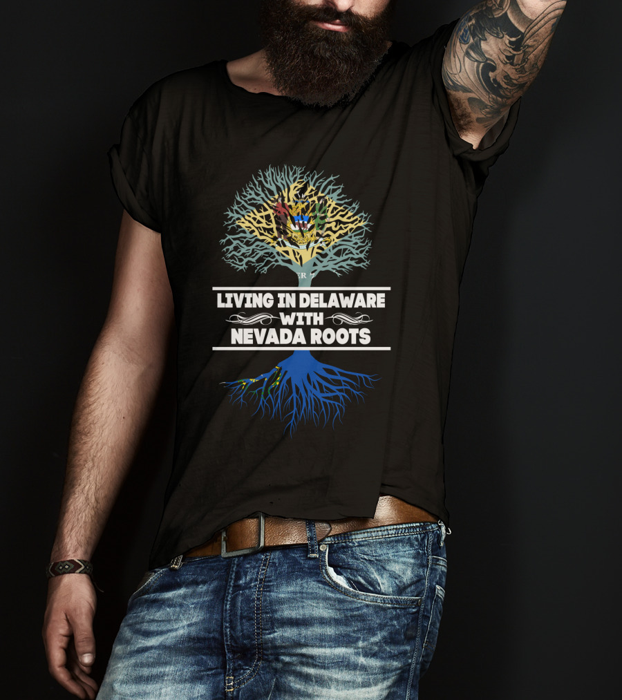 Delaware Living Nevada Roots Tree Graphic With State Symbolism T-Shirt