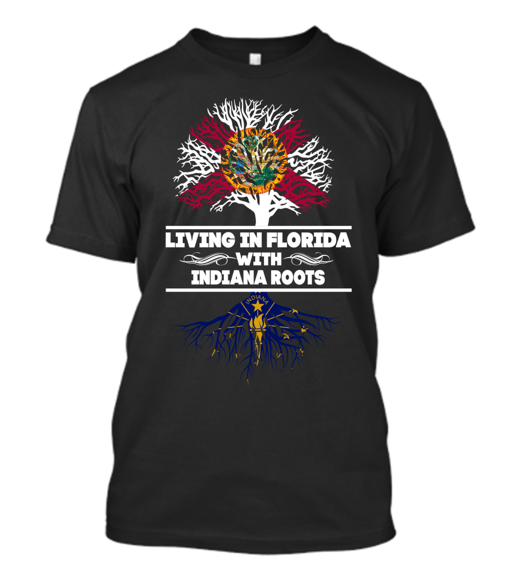 Florida And Indiana Themed Living With State Symbolic Tree T-Shirt