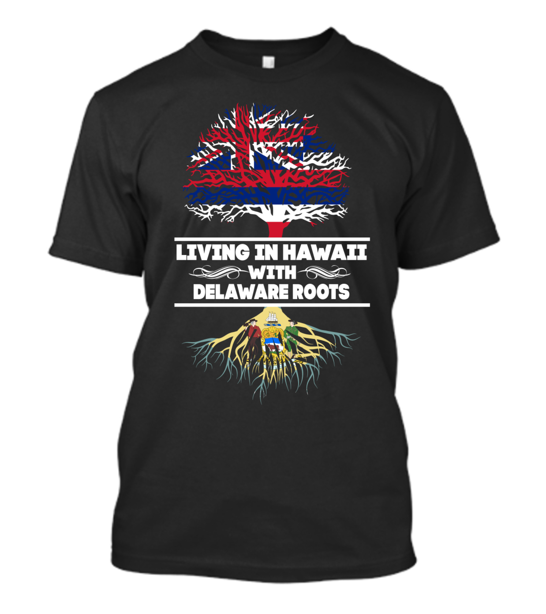 Hawaii Flag Tree With Delaware Roots Symbolizing Living Heritage T-Shirt