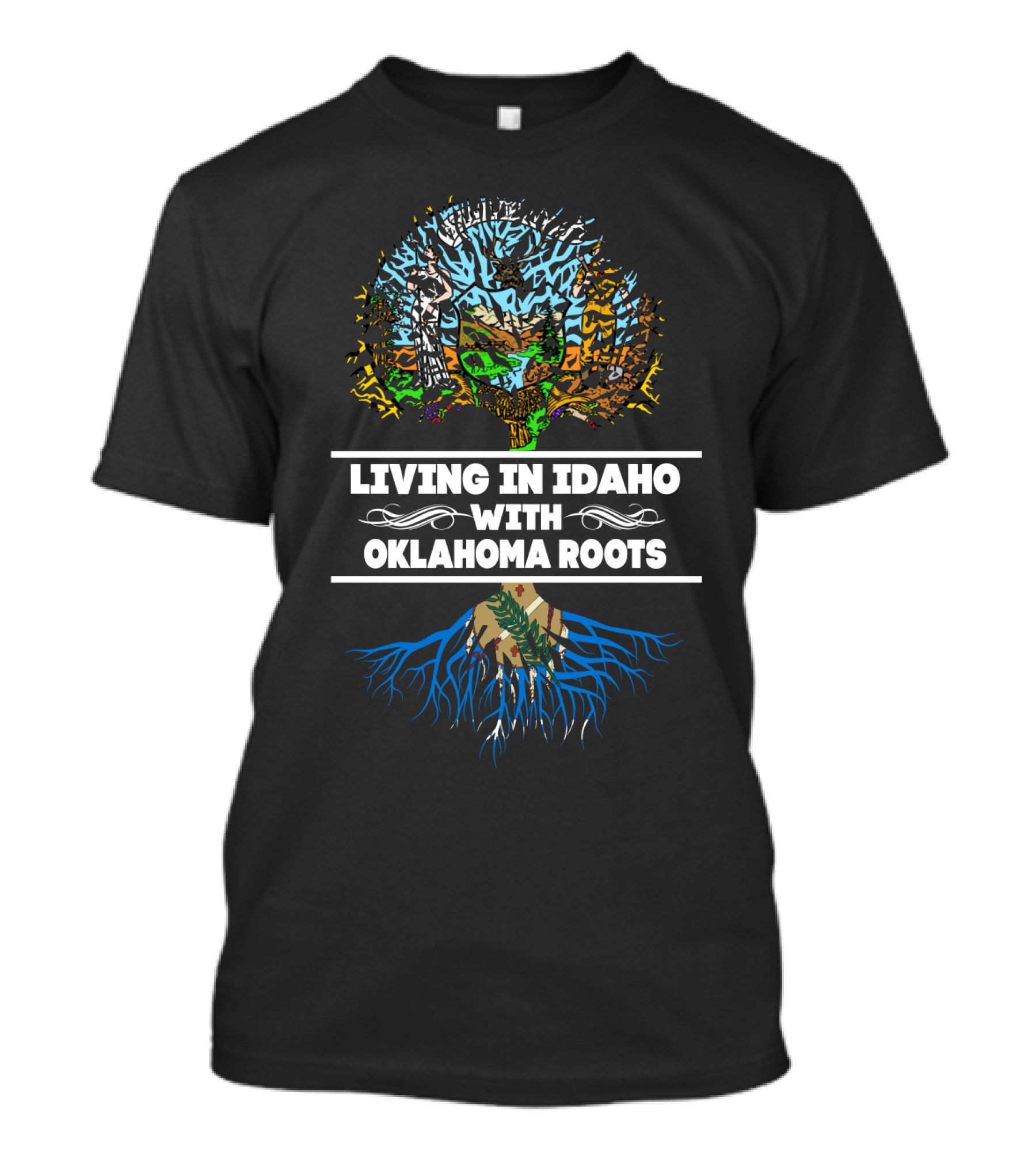 Living In Idaho With Oklahoma Roots Vibrant Tree T-Shirt
