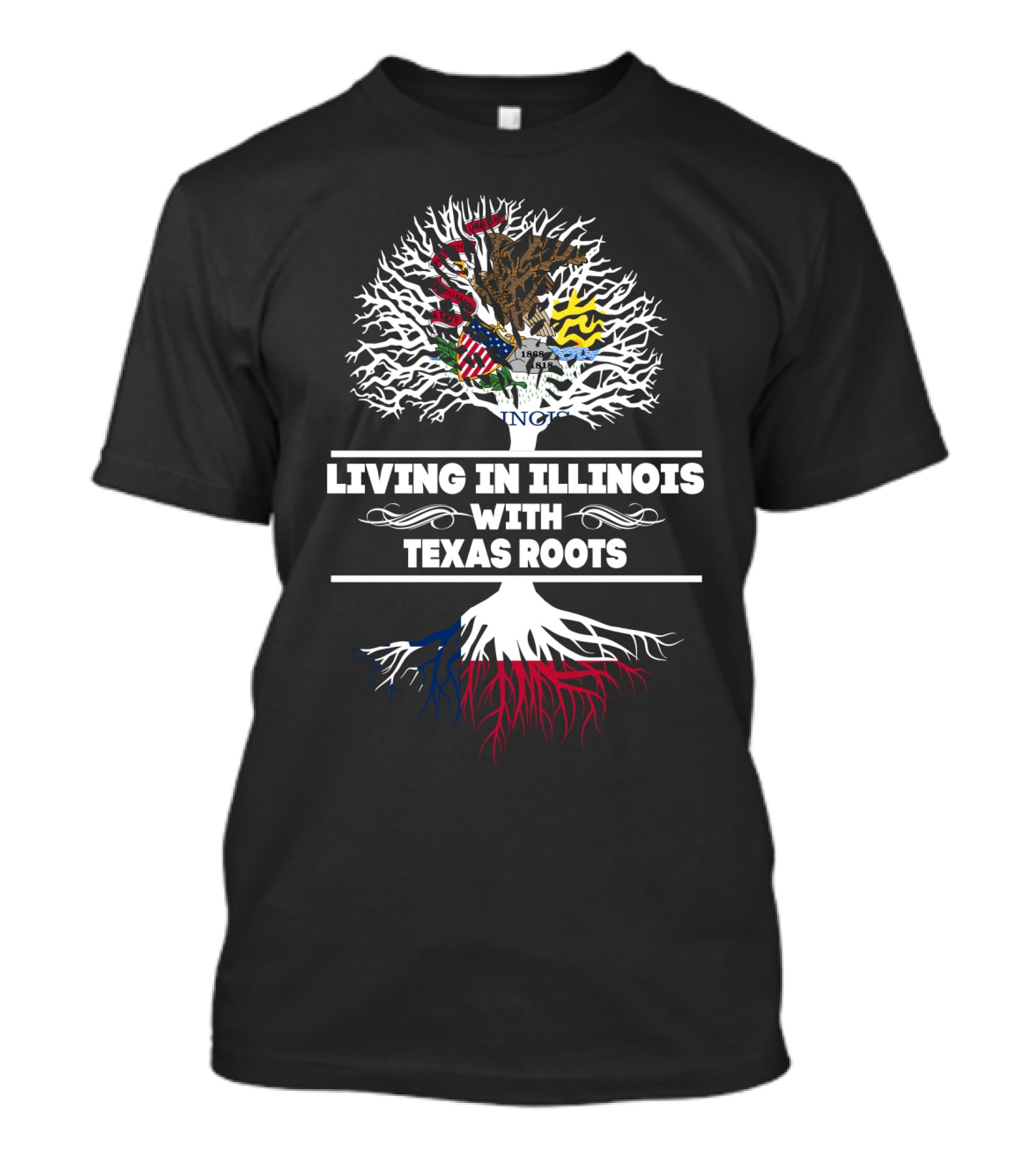 Illinois Pride With Texas Heritage Tree T-Shirt