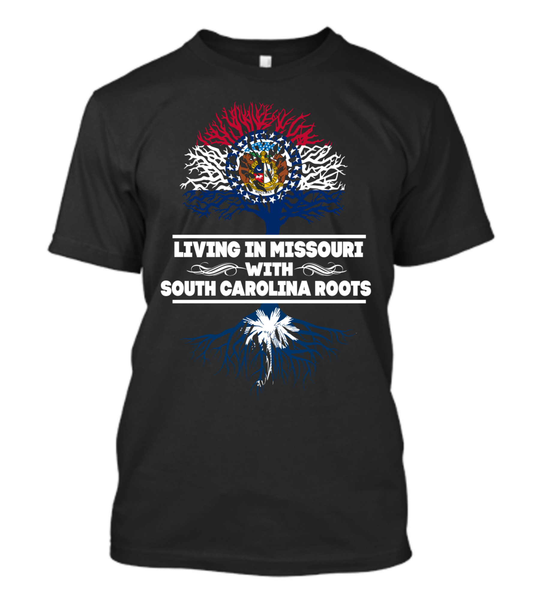 Missouri State Pride With South Carolina Roots Tree T-Shirt