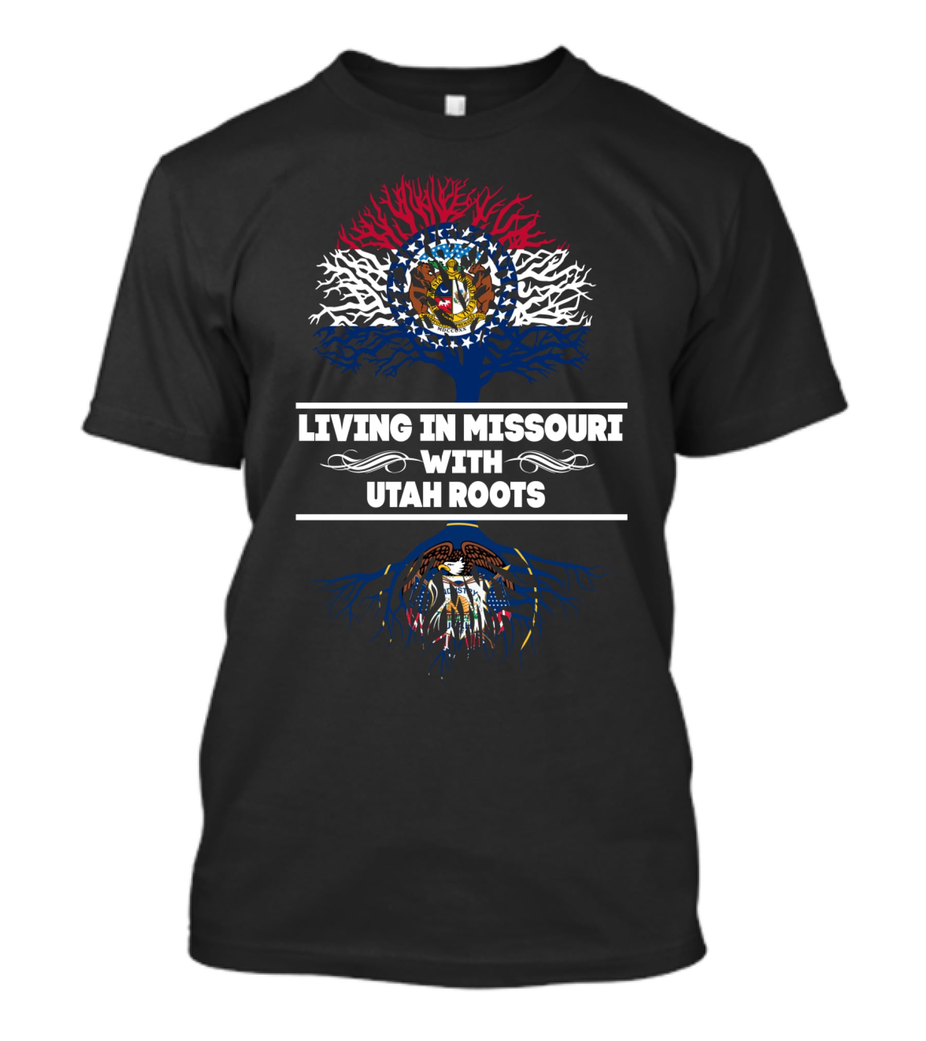 Missouri And Utah State Pride Tree Design Family Heritage Connection T-Shirt