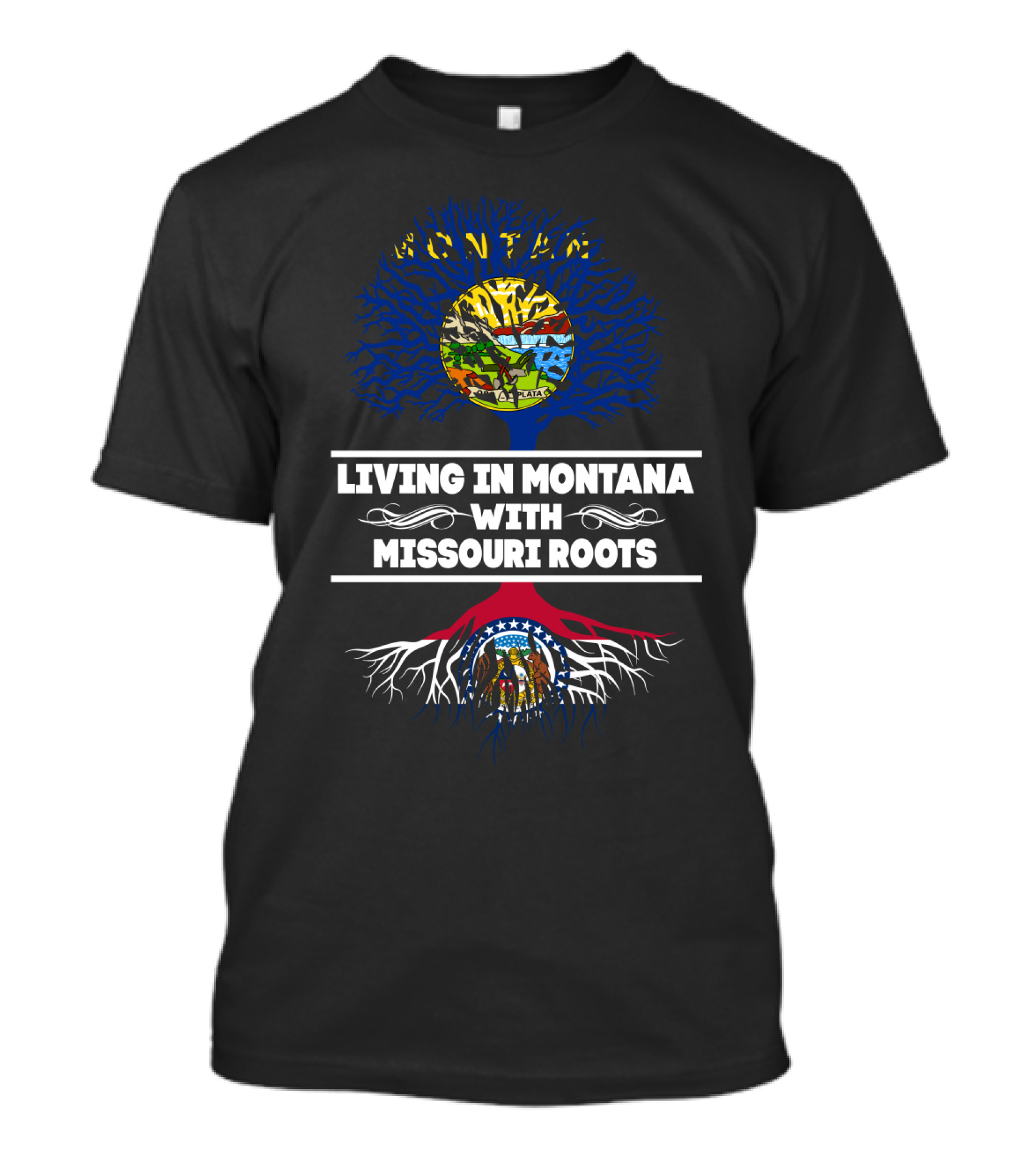 Montana Lifestyle Meets Missouri Heritage Symbol Tree T-Shirt