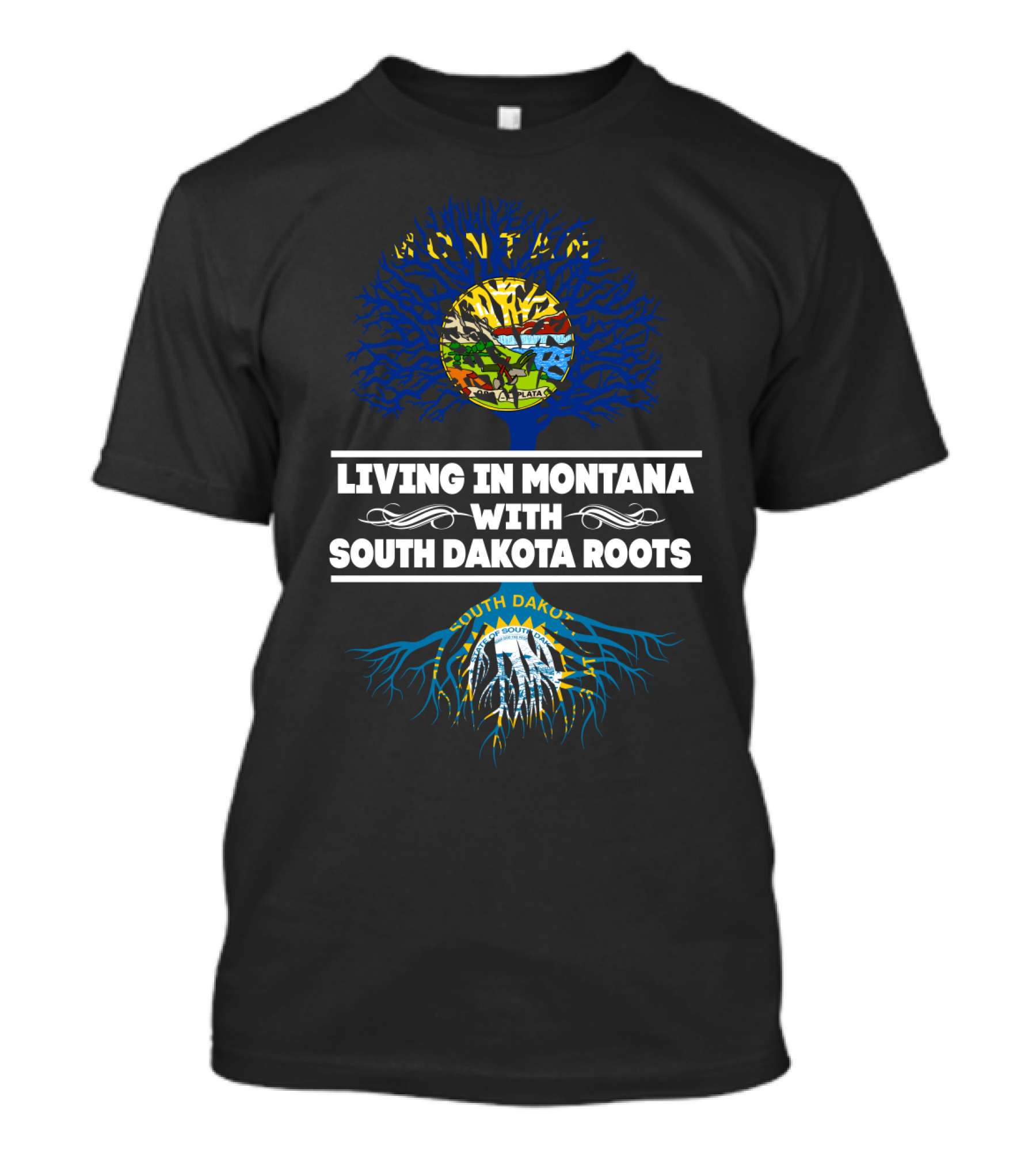 Living In Montana With Deep South Dakota Heritage Symbolized By Vibrant Tree T-Shirt