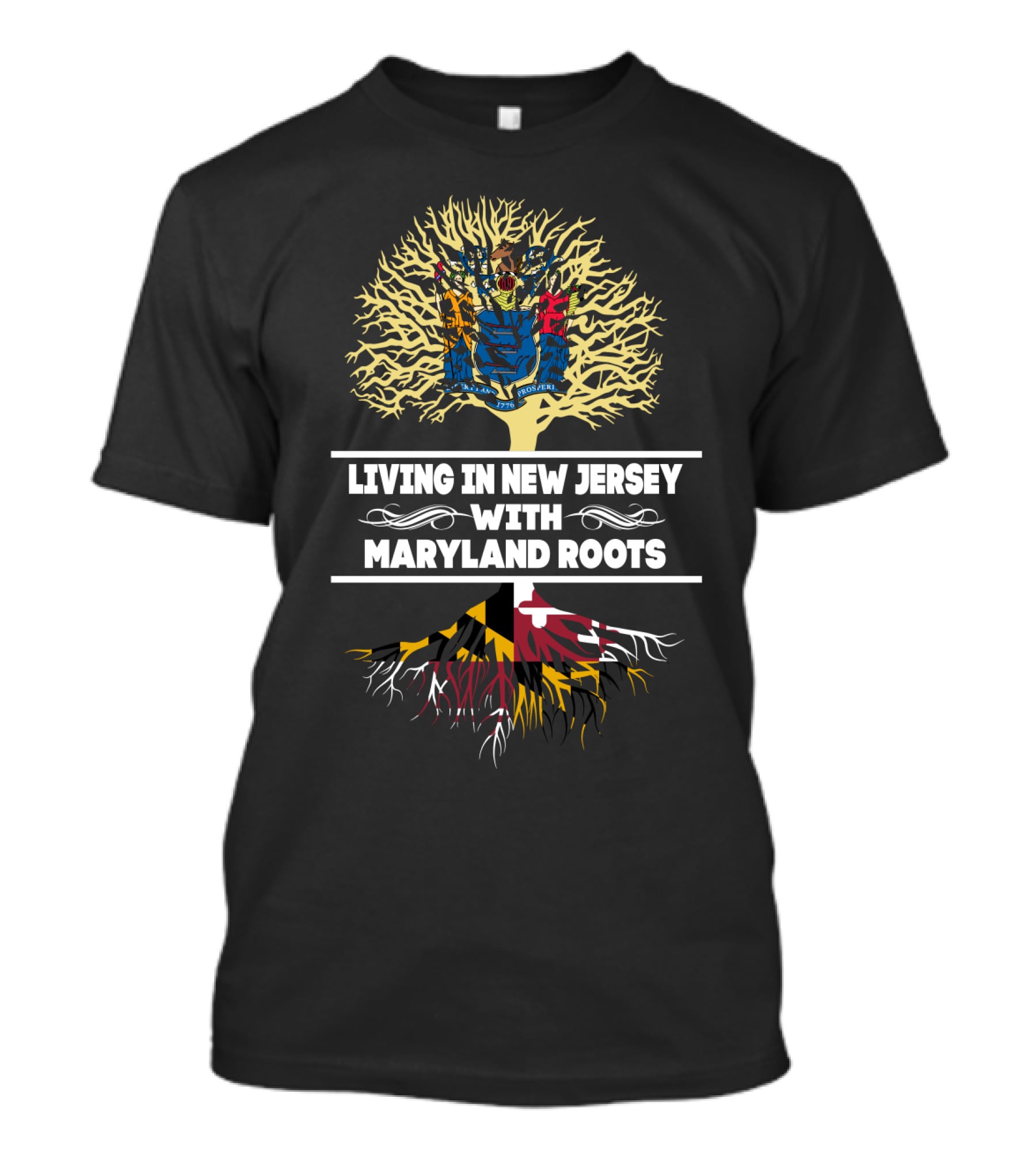 New Jersey Living Maryland State Roots Symbolic Tree T-Shirt