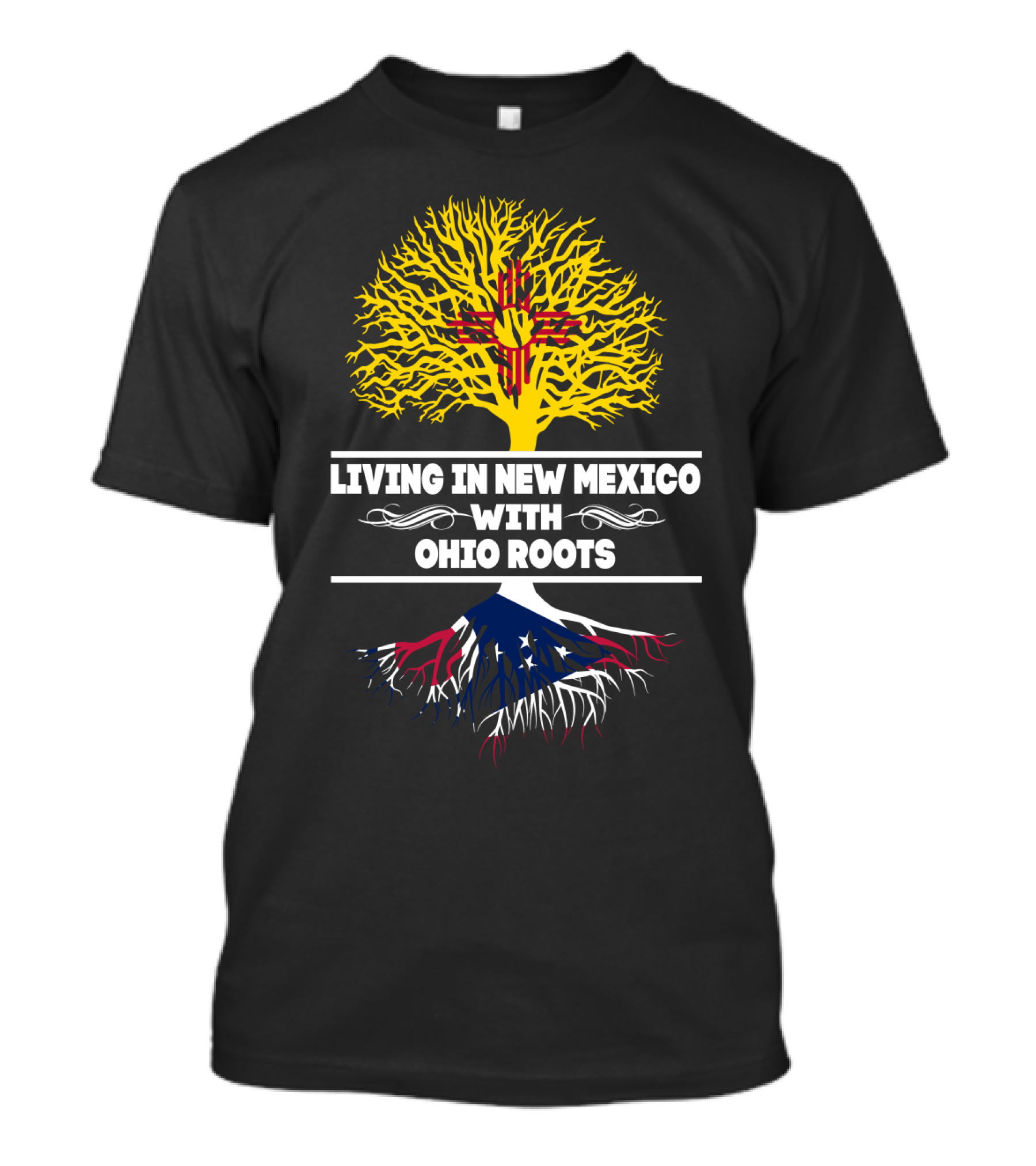 New Mexico Life With Ohio Roots And Zia Symbol Tree T-Shirt
