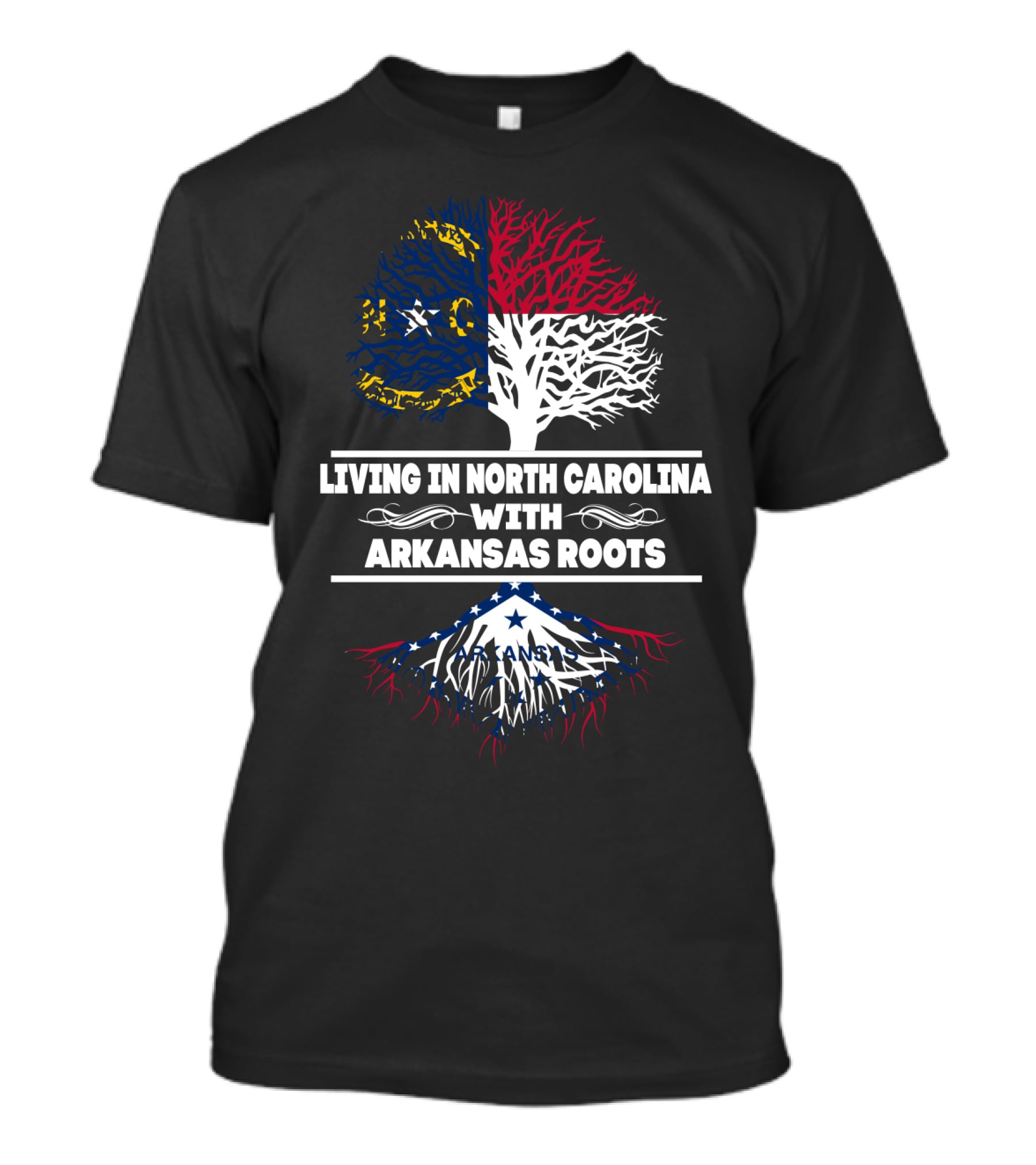 Celebrating North Carolina Living And Arkansas Heritage With State Flag Tree T-Shirt