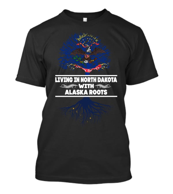 North Dakota Residency Embracing Alaska Ancestry With State Flag T-Shirt