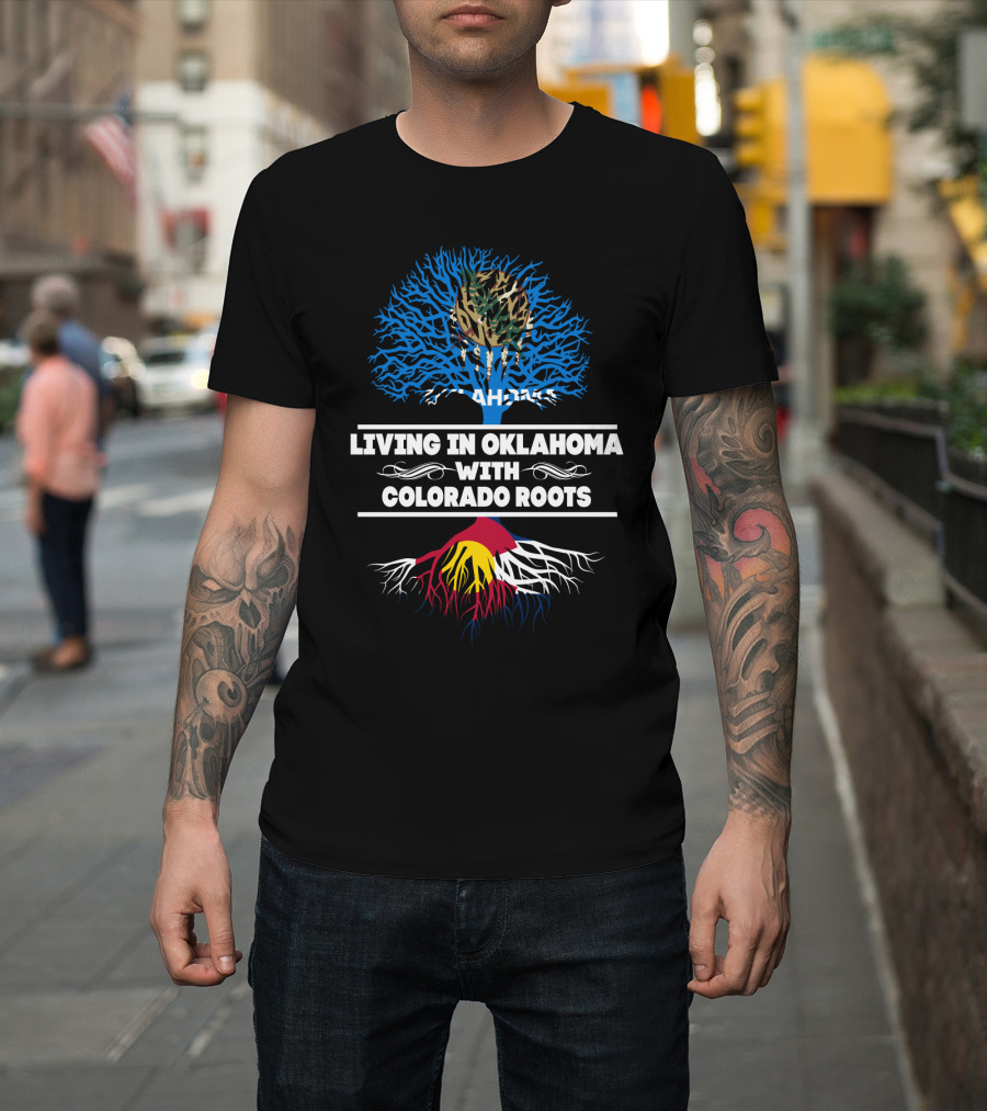 Oklahoma Life With Colorado Heritage Tree And State Colors T-Shirt