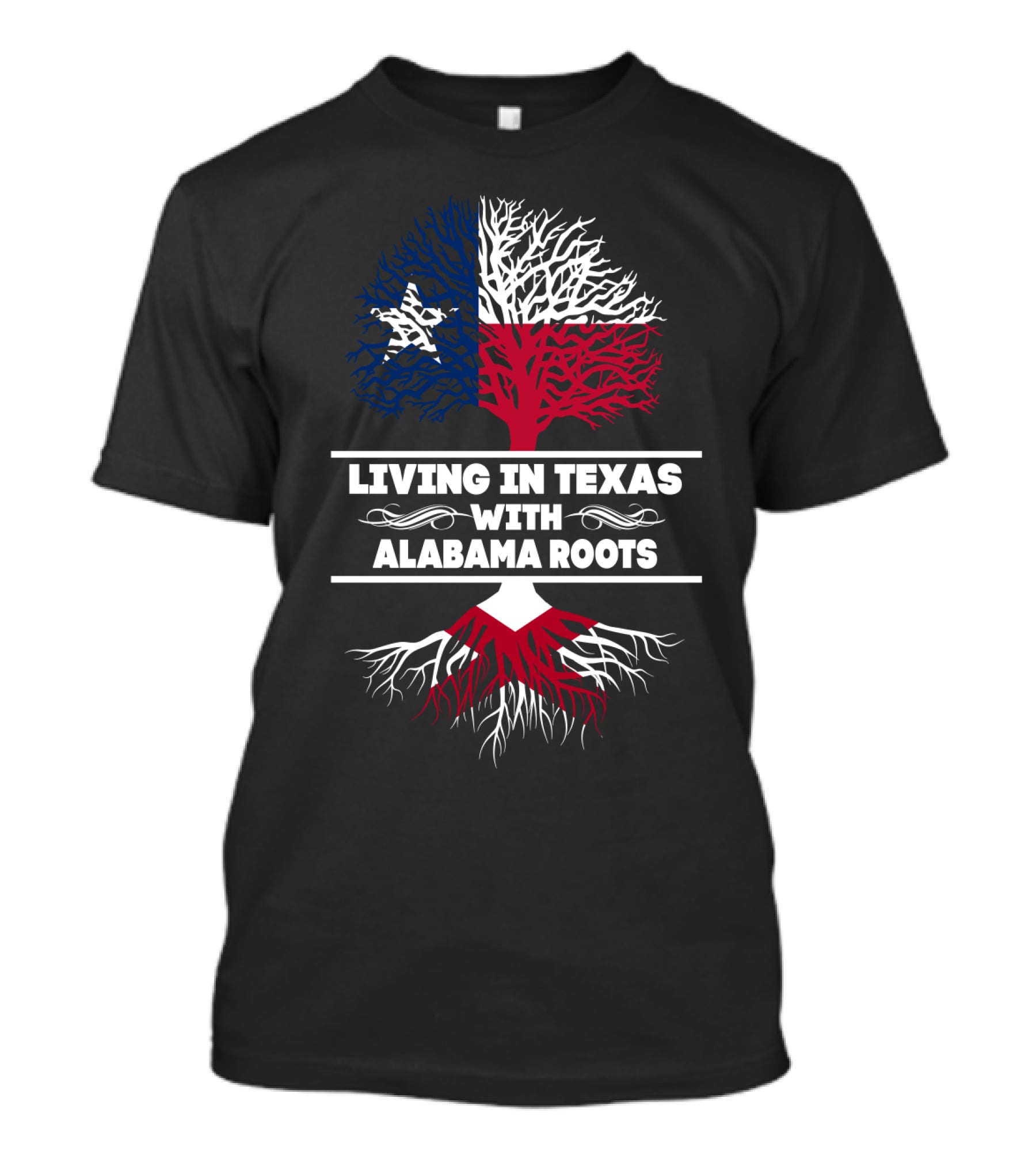 Texas Living Deep Alabama Heritage Flag Roots Tree T-Shirt