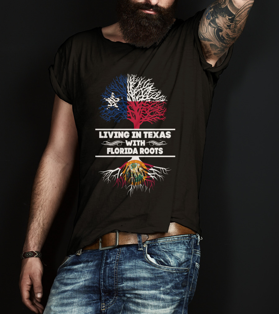 Texas Pride With Deep Florida Roots Symbolized By Flag-Inspired Tree T-Shirt