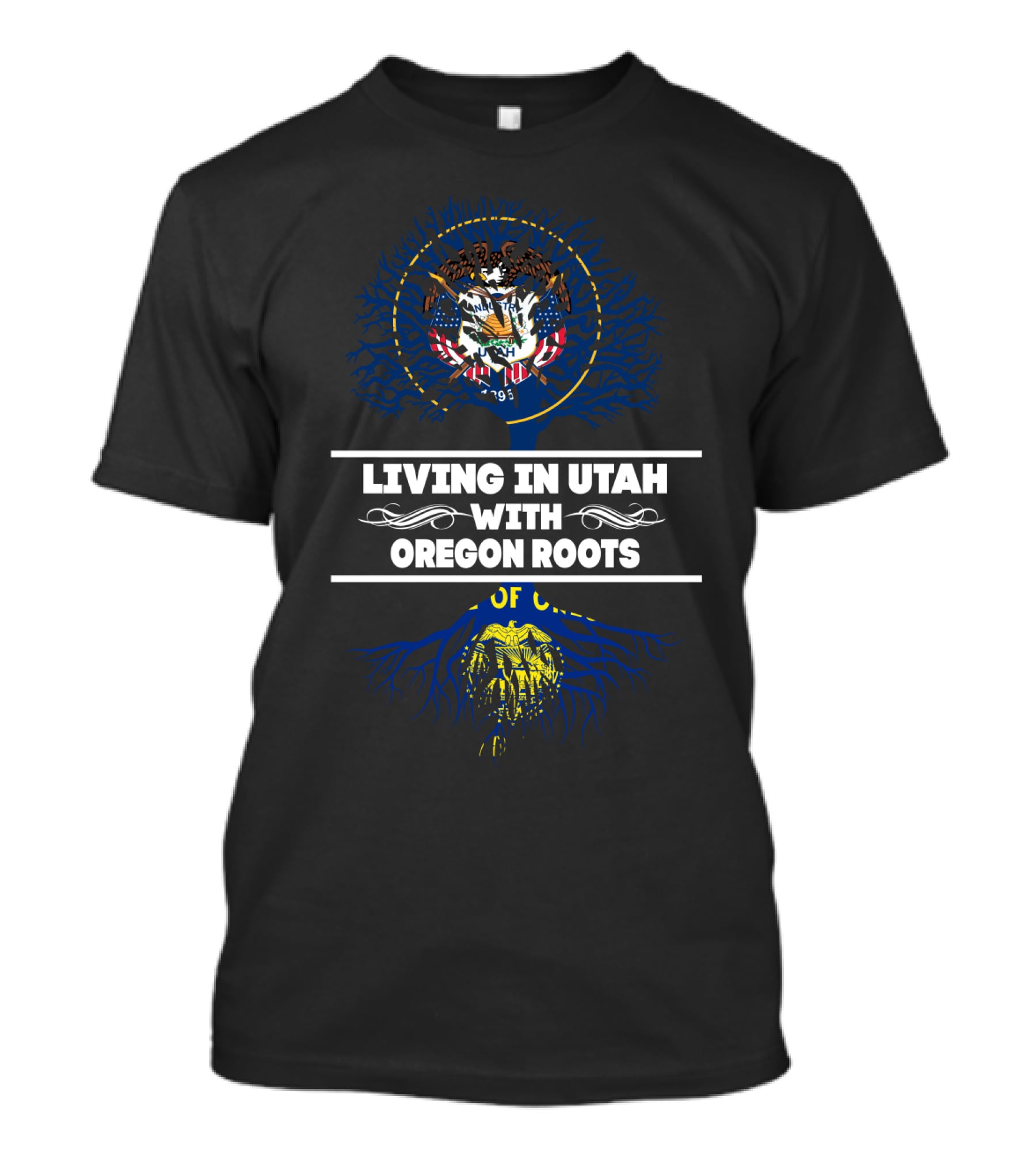 Utah State Emblem And Oregon Tree Roots Connection T-Shirt