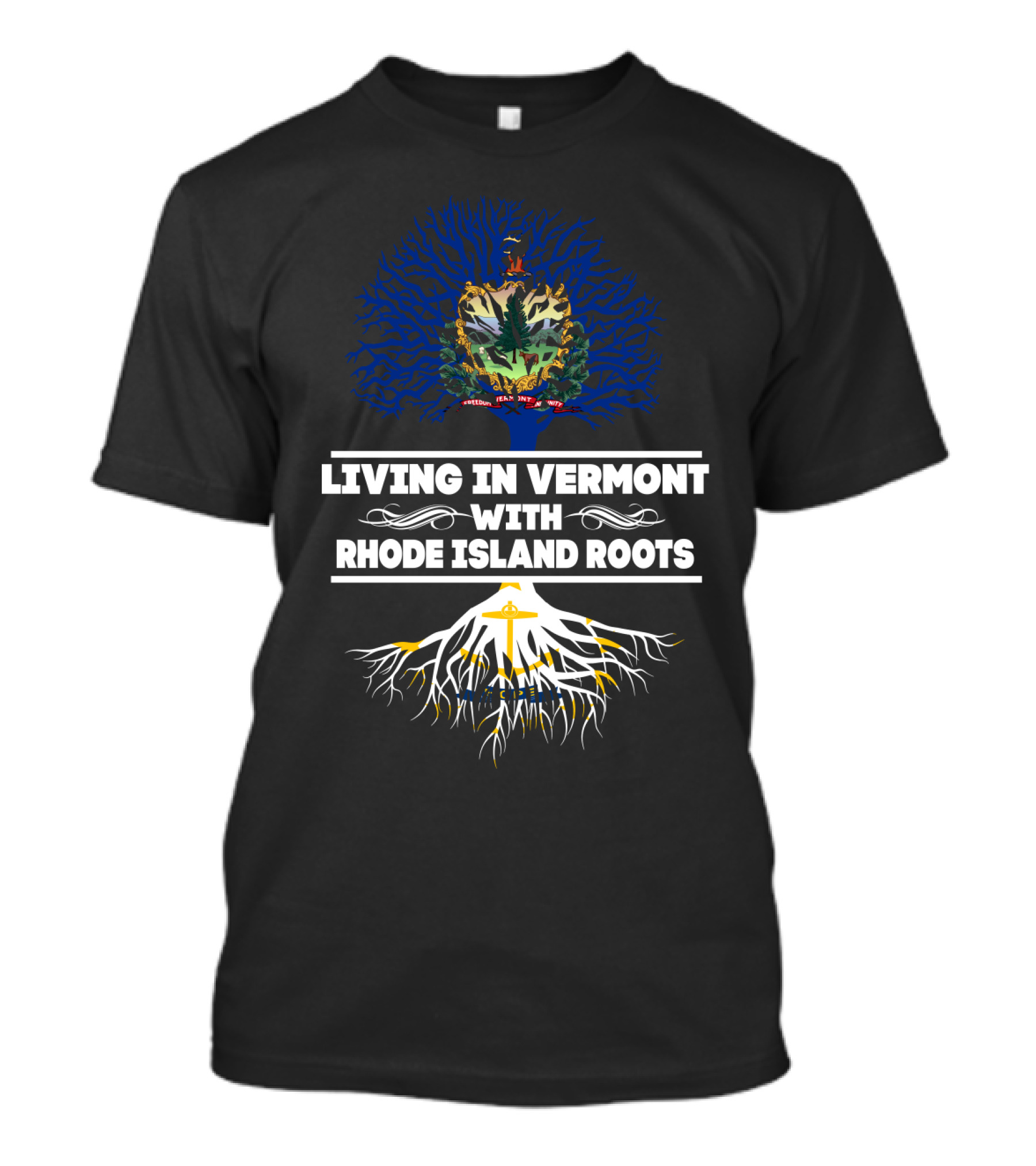 Vermont Residency Embracing Strong Rhode Island Roots With Tree Symbolism T-Shirt
