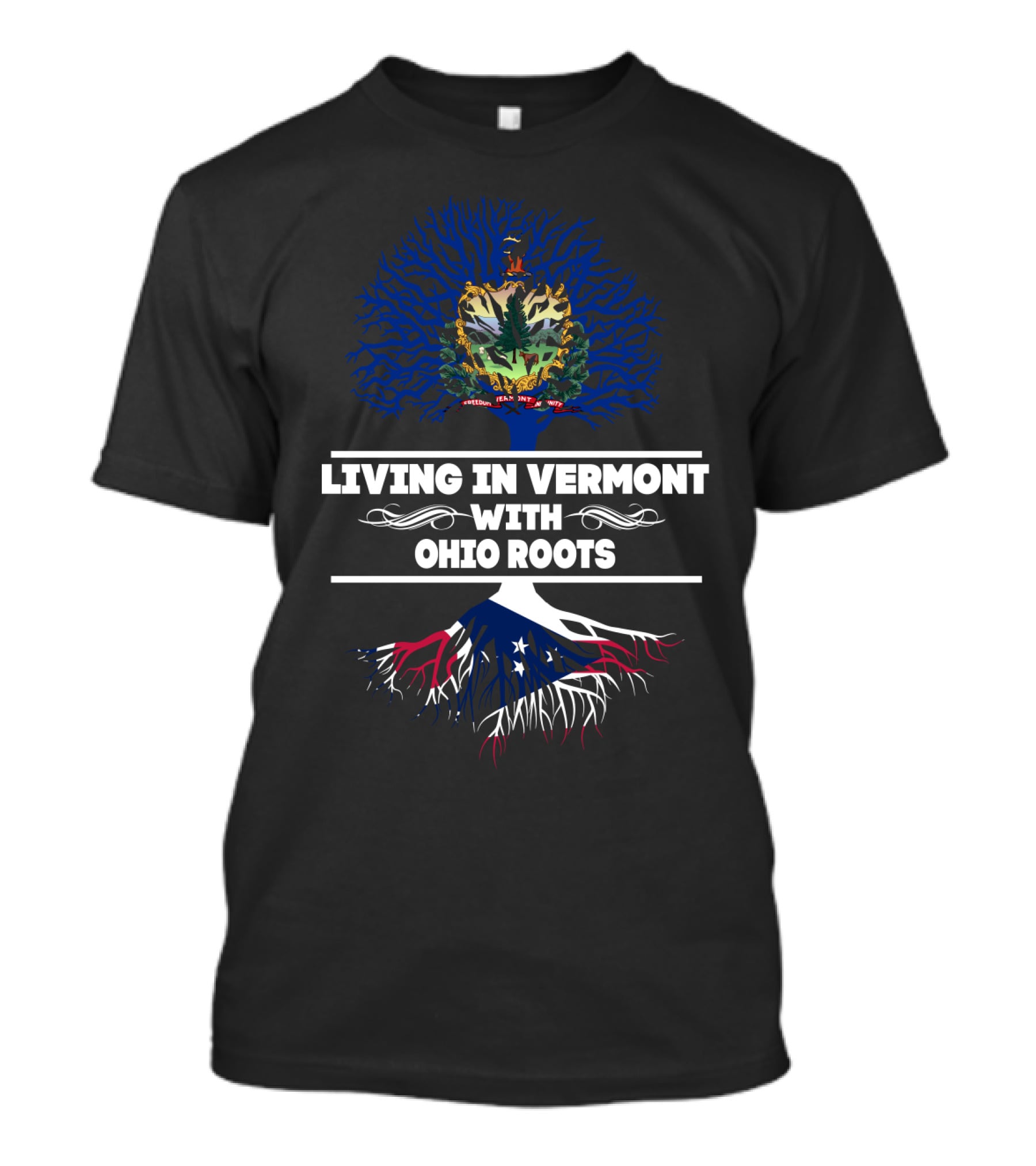 Vermont Living Ohio Roots Pride Tree With State Symbols T-Shirt