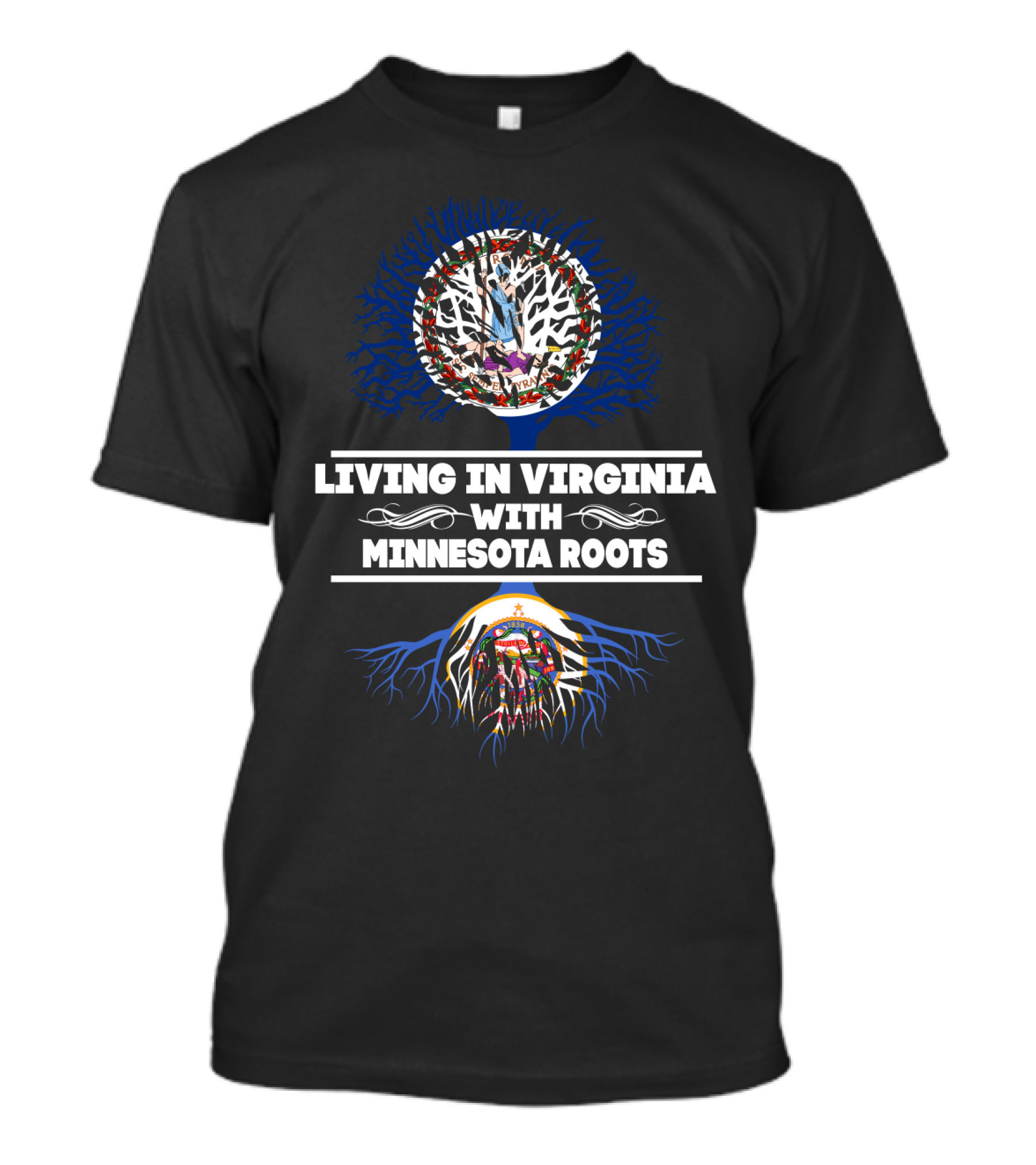 Living In Virginia With Minnesota Roots Featuring State Seal T-Shirt