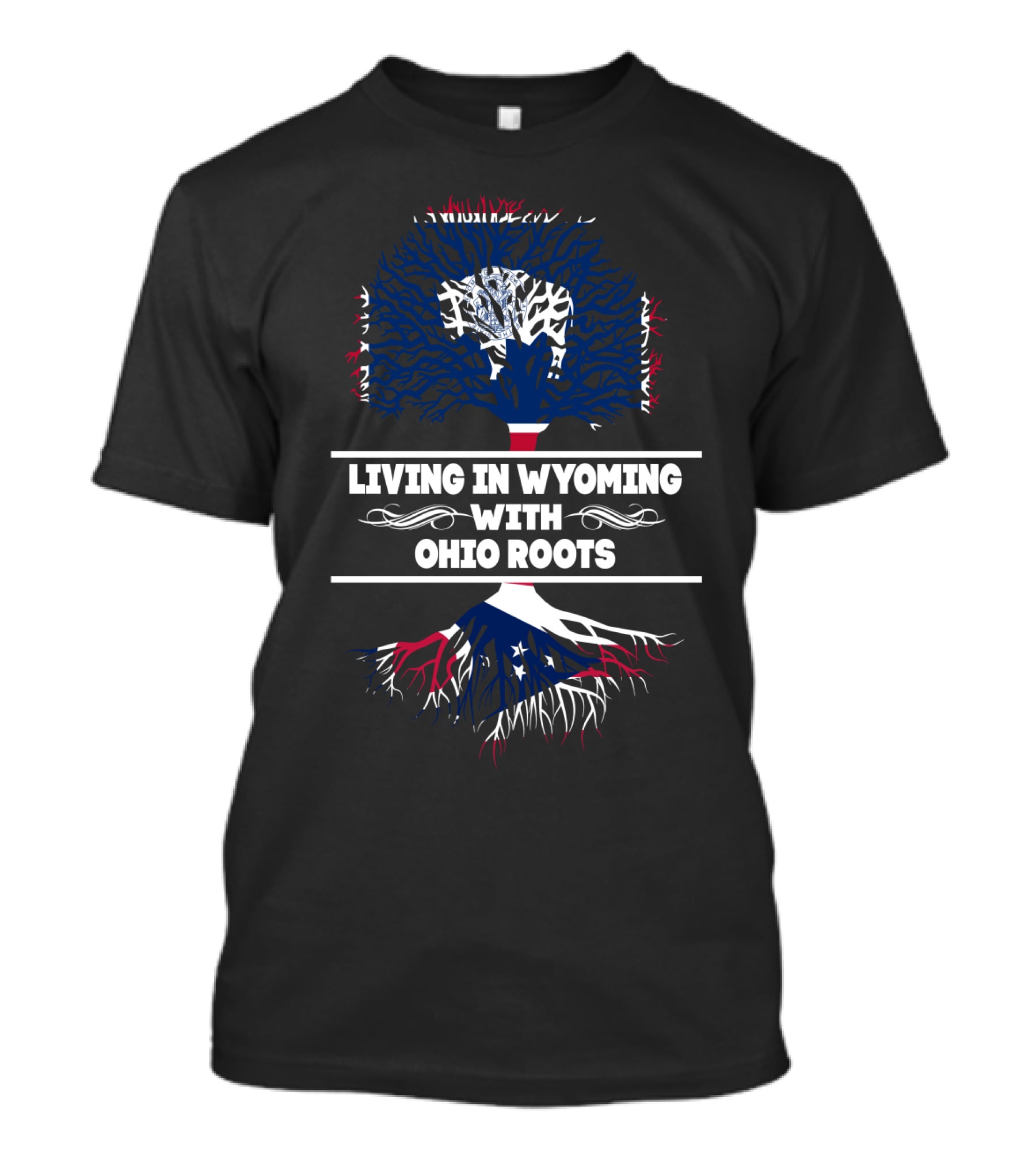 Wyoming Life Ohio Heritage Tree Roots Flag T-Shirt
