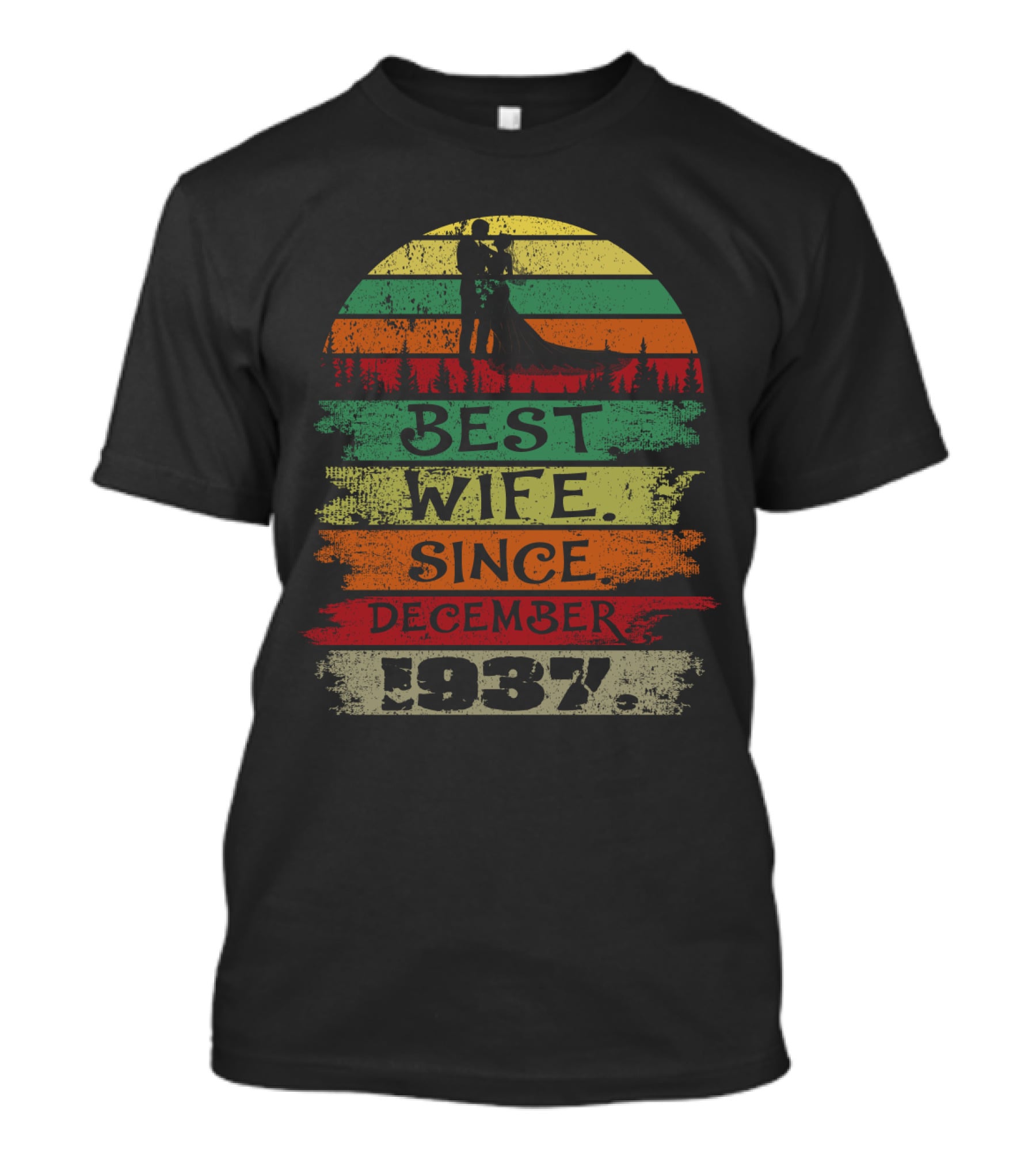Best Wife Since December 1937 Vintage Sunset T-Shirt