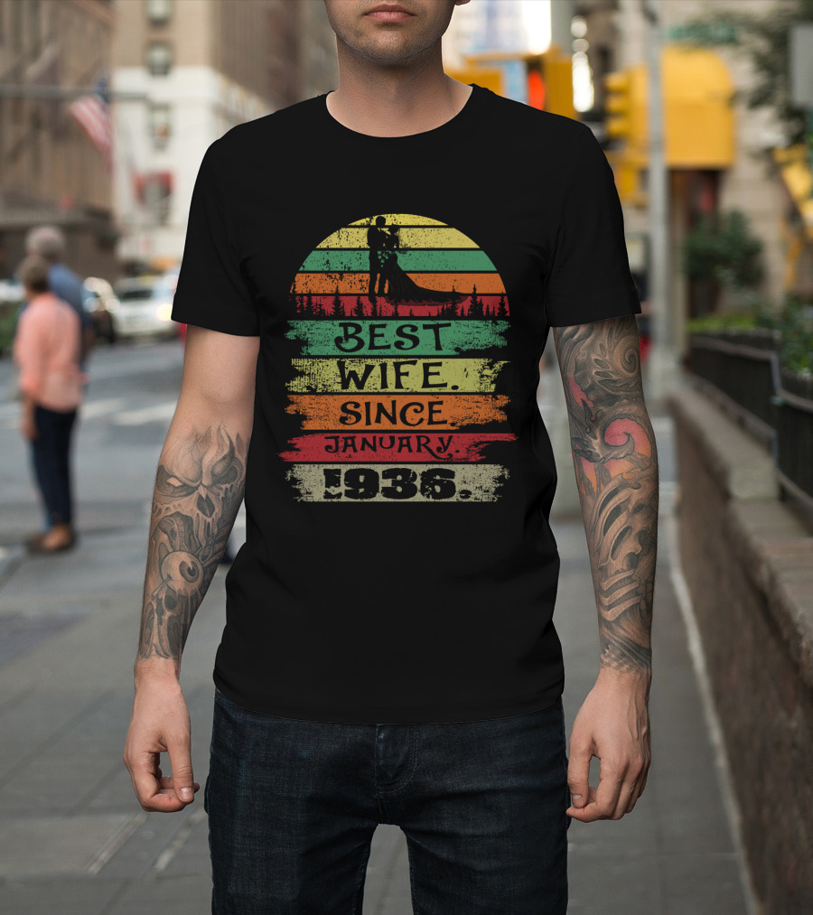 Best Wife Since January 1936 Vintage Sunset T-Shirt