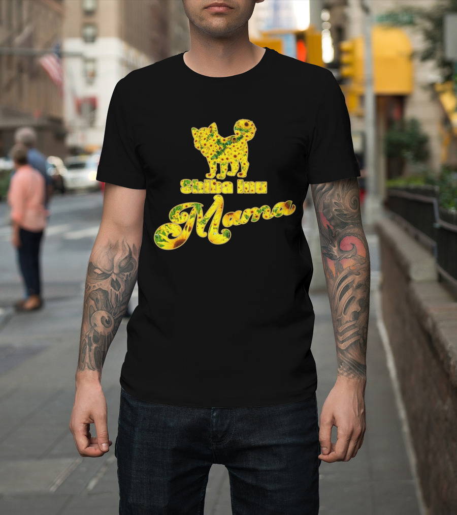 Shiba Inu Mama Sunflower T-Shirt