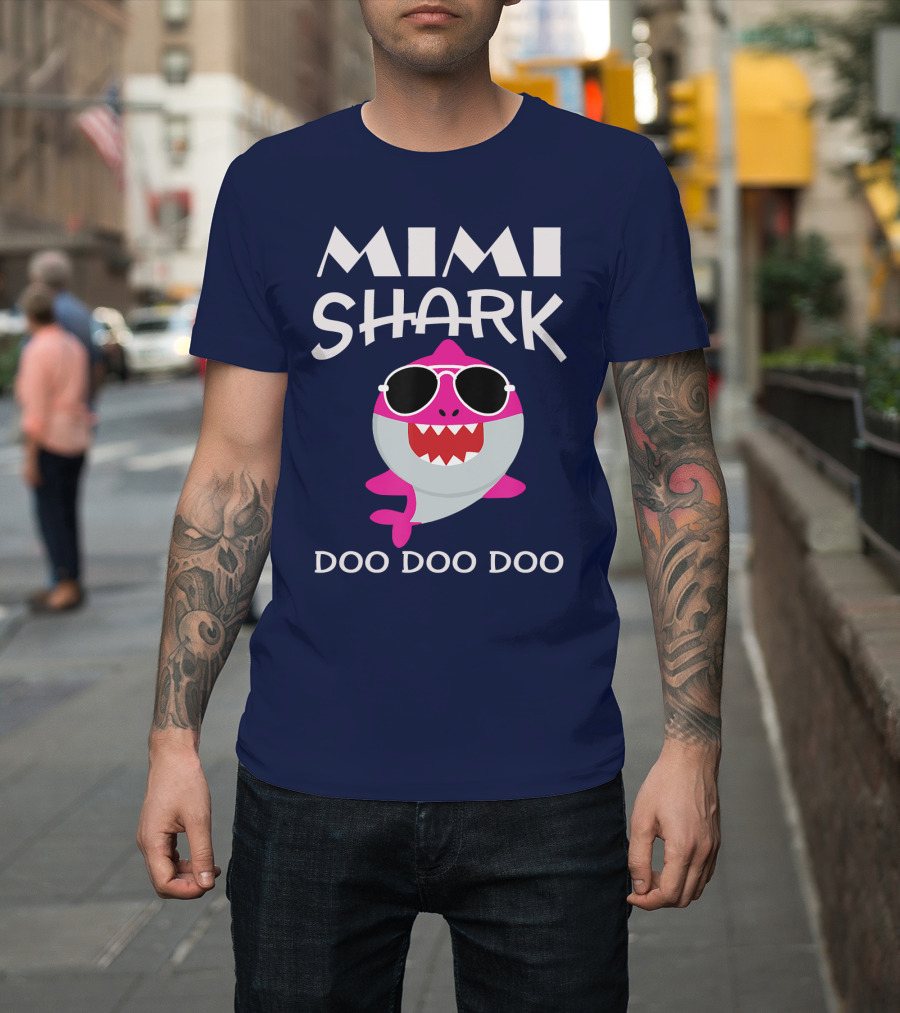Mimi Shark Doo Doo Doo Sunglasses Fun Pink Shark T-Shirt