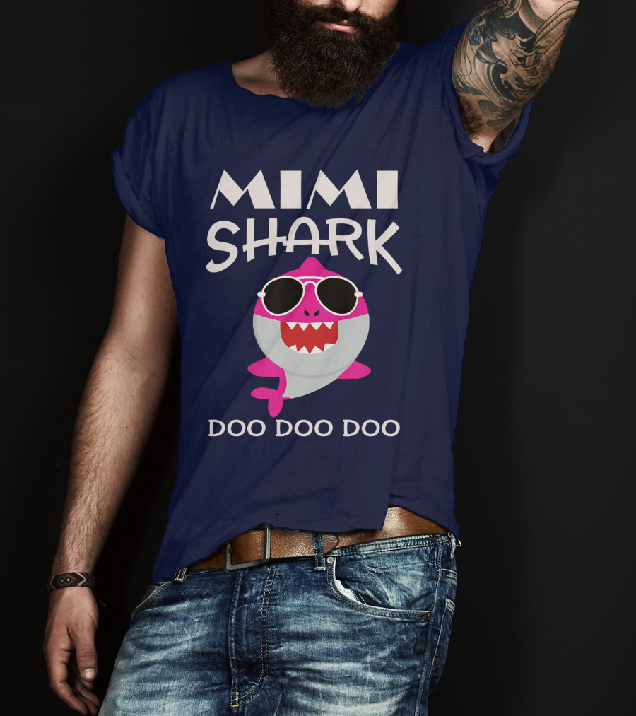 Mimi Shark Doo Doo Doo Sunglasses Fun Pink Shark T-Shirt