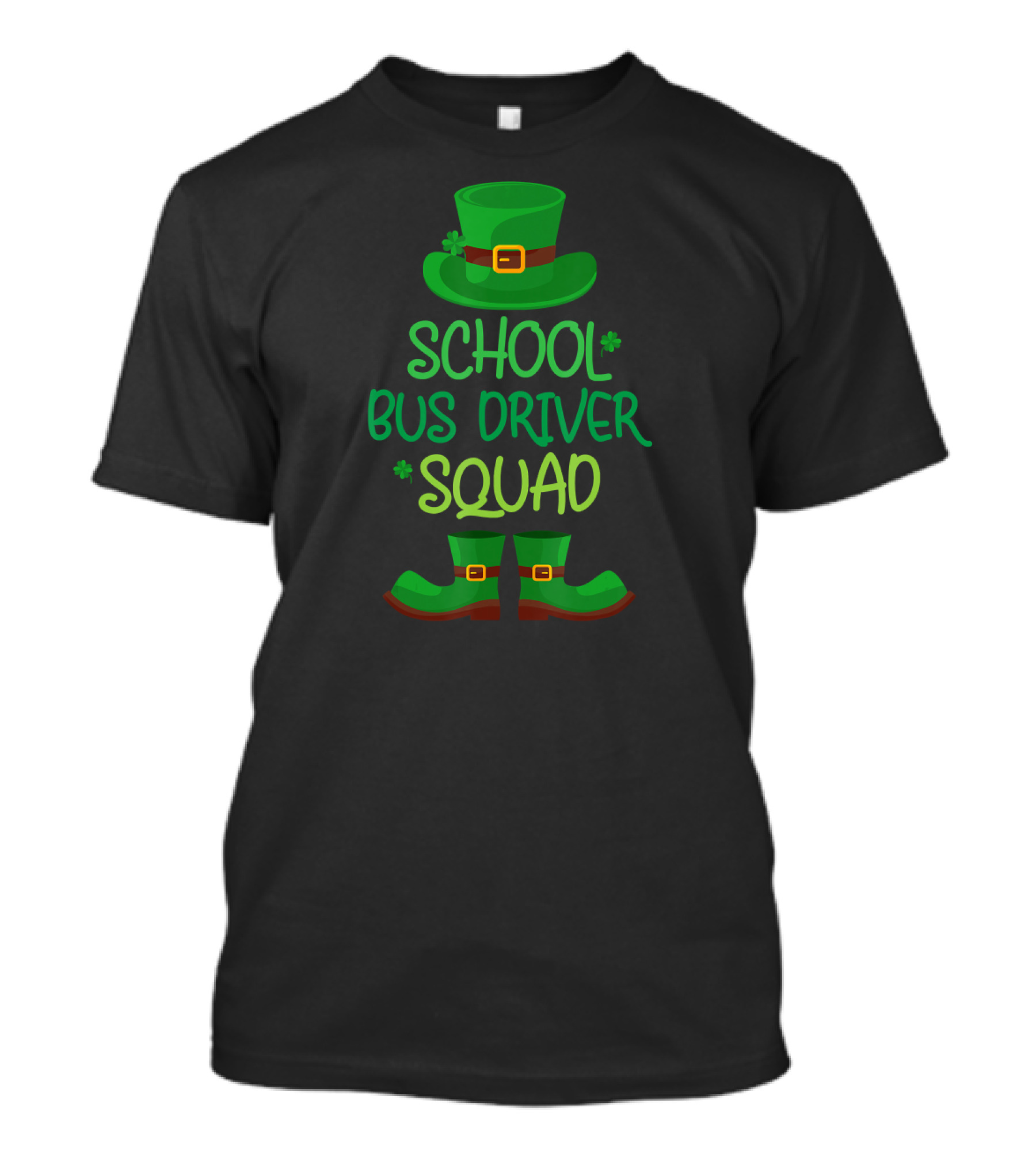 St Patricks Day Leprechaun Hat Boots School Bus Driver Squad T-Shirt