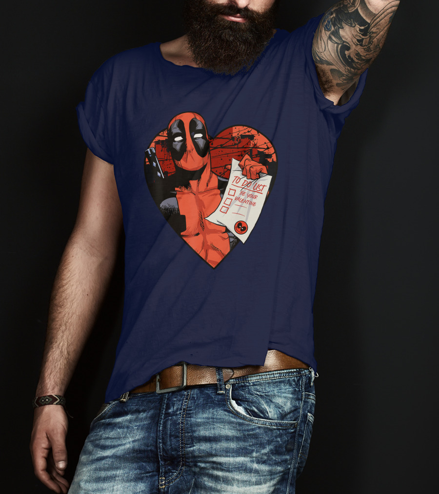 Marvel Deadpool Be Your Valentine To Do List Heart T-Shirt