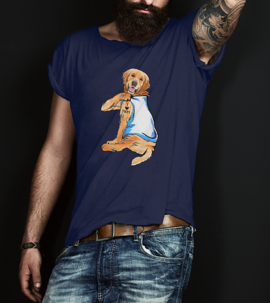 Golden Retriever Dog Tattoo 'I Love Mom' Trendy Ideas For Women T-Shirt