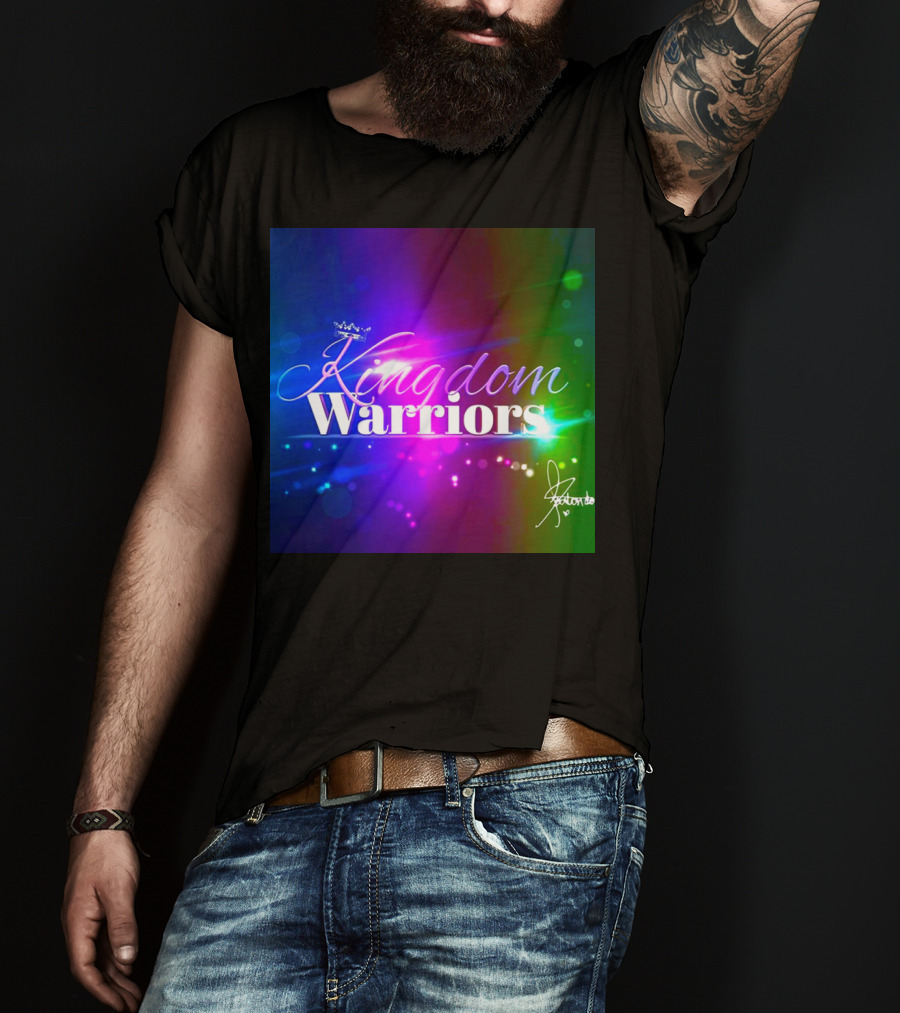 Kingdom Warriors With Crown And Signature In Vibrant Multicolor Light Burst T-Shirt