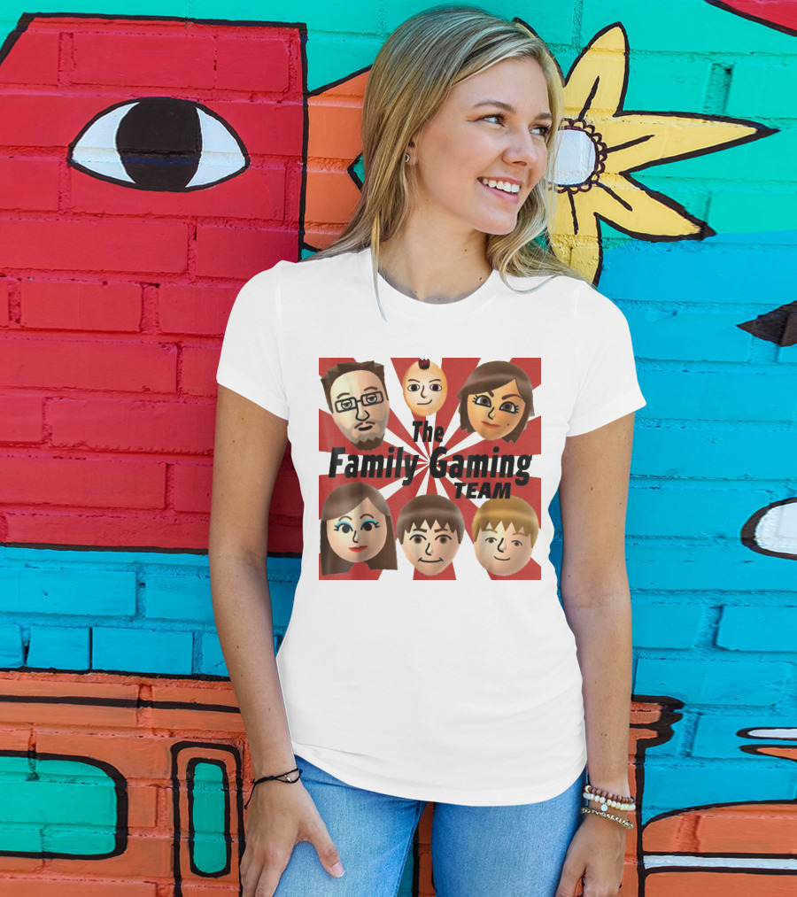 Family Gaming Team Characters With Text Burst T-Shirt