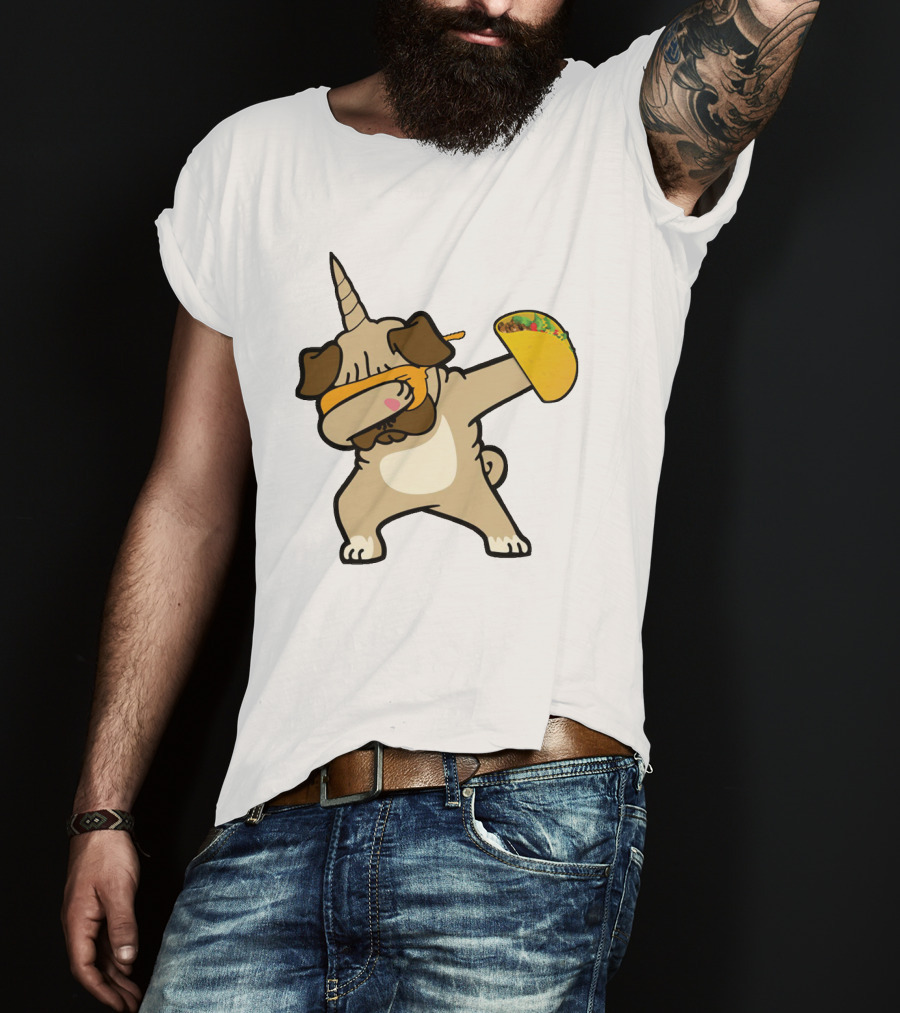 Dabbing Pugicorn With Taco Mexican Style Fun T-Shirt