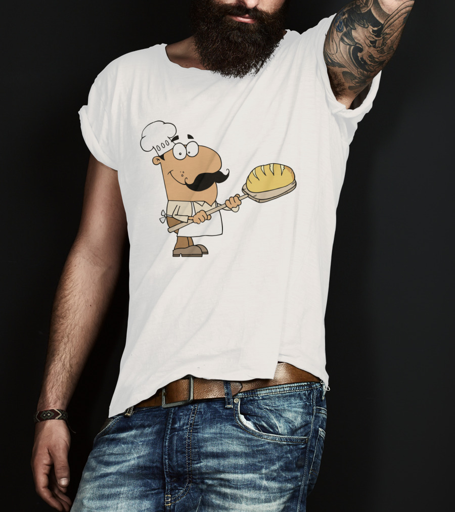 Hispanic Cartoon Bread Maker Man With Chef Hat And Loaf On Paddle T-Shirt