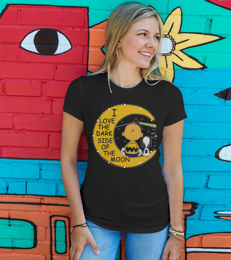 I Love The Dark Side Of The Moon Charlie Brown Snoopy Rainbow Prism Moon T-Shirt