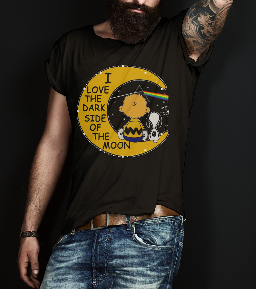 I Love The Dark Side Of The Moon Charlie Brown Snoopy Rainbow Prism Moon T-Shirt
