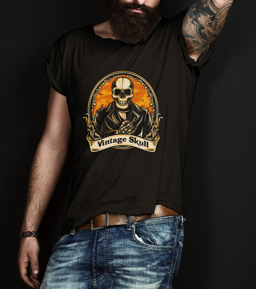 Vintage Skull Vintage Suit Iconic T-Shirt