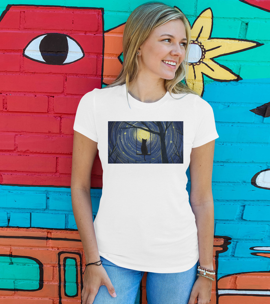Cat Impression Starry Night Cute Series T-Shirt