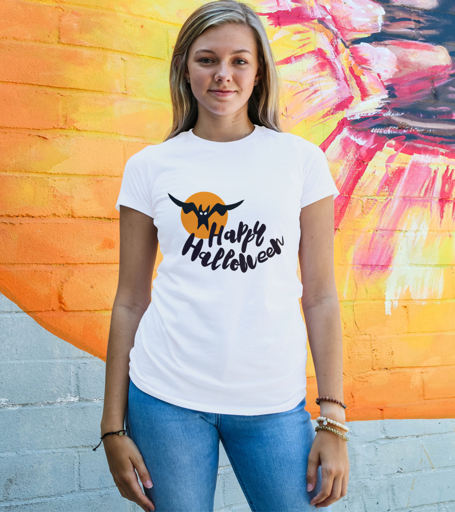 Happy Halloween Cartoon Bat T-Shirt