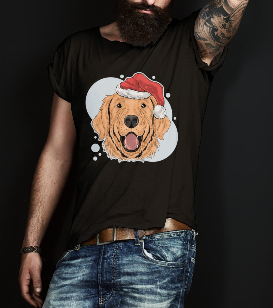 Christmas Dog Santa Claus Hat T-Shirt