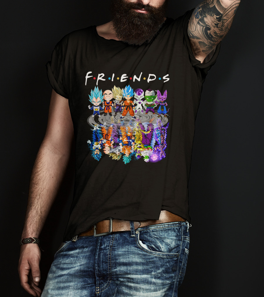F.R.I.E.N.D.S Goku Vegeta Krillin Piccolo Frieza Beerus Dragon Ball Crossover T-Shirt