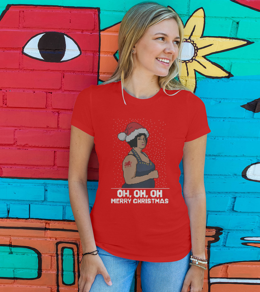 Oh Oh Oh Merry Christmas Santa Hat Tattoo T-Shirt