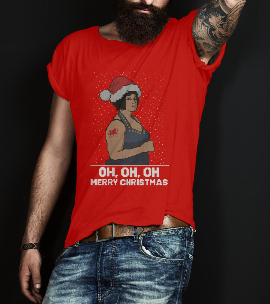 Oh Oh Oh Merry Christmas Santa Hat Tattoo T-Shirt