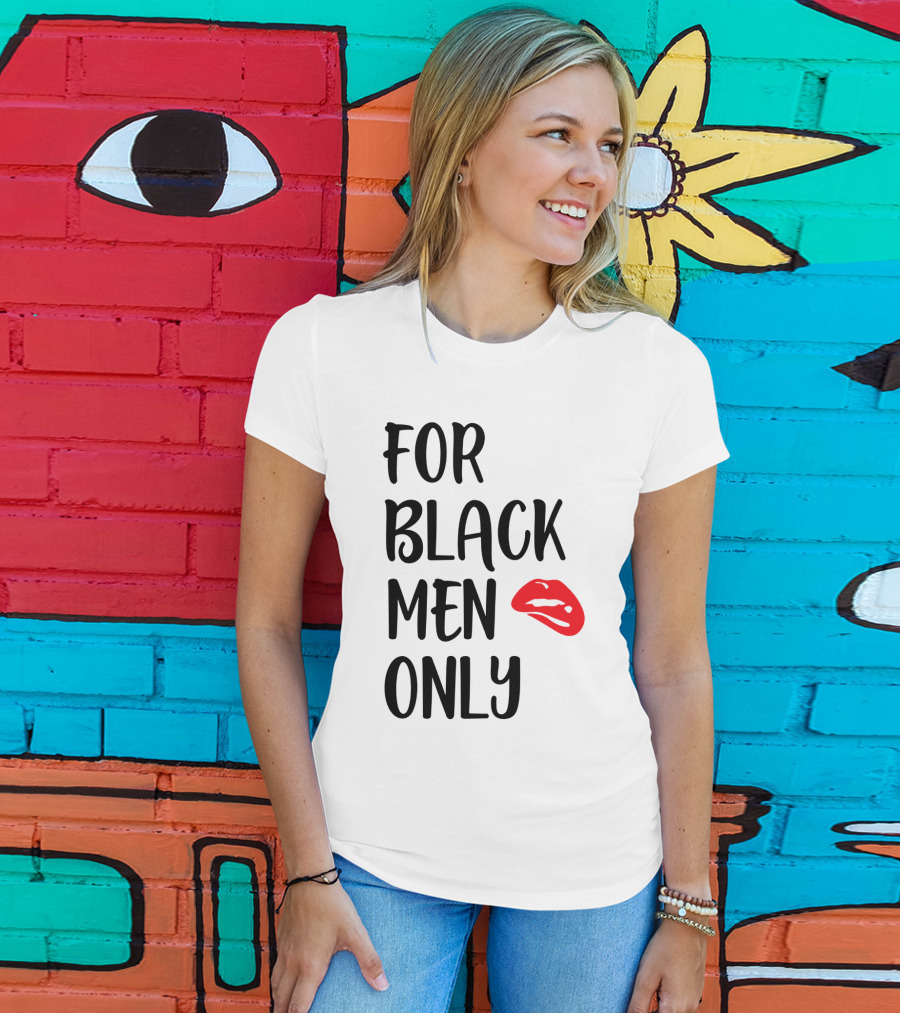 For Black Men Only Red Lips T-Shirt