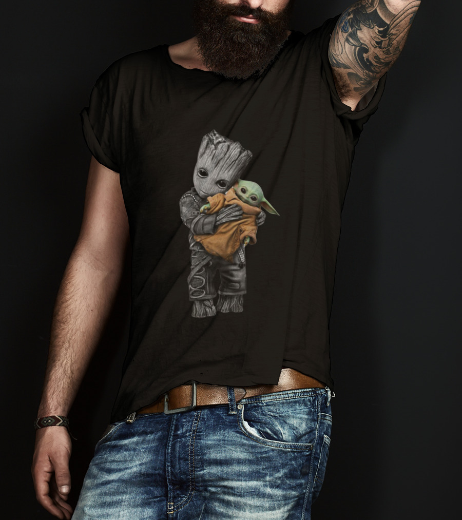 Baby Groot Holding The Child Grogu T-Shirt