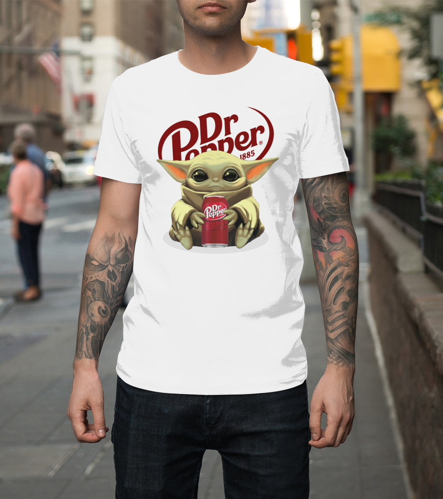 Dr Pepper 1885 Baby Yoda Holding Dr Pepper Can T-Shirt