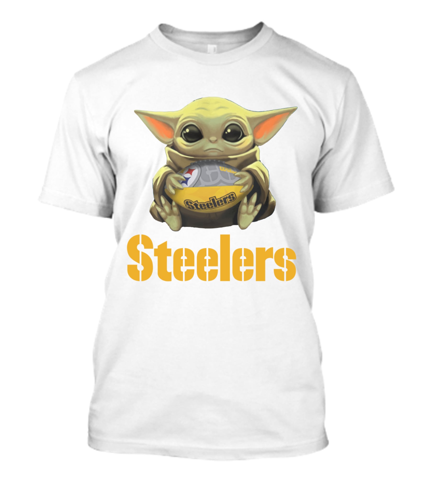 Baby Yoda Hug Steelers Football Team T-Shirt